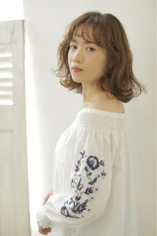 ミディアム カラー パーマ ヘアアレンジ メンズ キッズ ネイル マツエク・マツパ EnBlesS西宮 マンツーマン神道有基のヘアスタイル