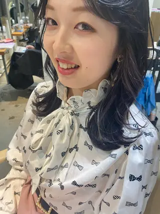 セミロング カラー パーマ美容師 hanaのヘアスタイル