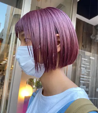 ショート カラー パーマ ヘアアレンジ メンズ キッズ ネイル mana 暖色カラーカットのヘアスタイル