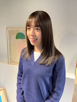 セミロング カラー パーマ 髪質改善マスター 長尾勇弥/梅田中津のヘアスタイル