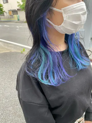 セミロング ハイトーンカラー🌈 メンズパーマ鈴木康平のヘアスタイル