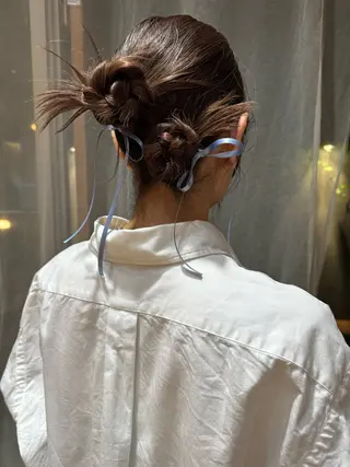 セミロング ヘアアレンジ 🎗️【ヘアセット 美眉】吉川玲🎗️のヘアスタイル