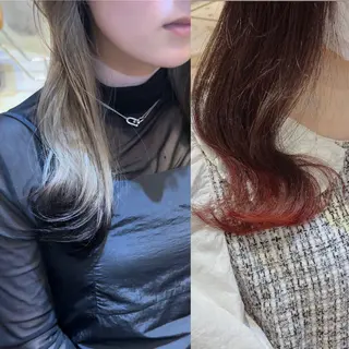 ミディアム ブリーチなしダブル カラー縮毛矯正 下野のヘアスタイル
