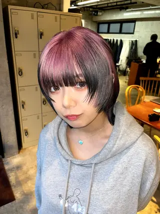 カラー ウルフ/レイヤー/ ブリーチカラーのヘアスタイル