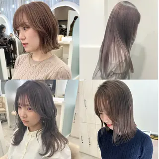 ミディアム 顔まわり／髪質改 善／白髪ぼかし／中山のヘアスタイル