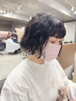 ショート カラー パーマ ボブパーマコテ巻き風 パーマNo1深江秀平のヘアスタイル
