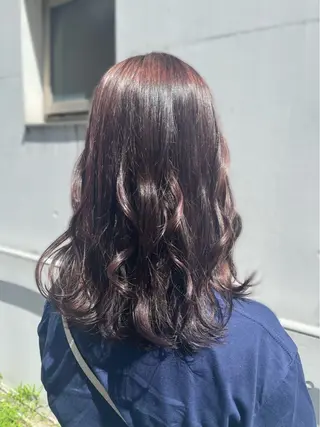 セミロング カラー saaya💙 ブリーチなしカラーのヘアスタイル