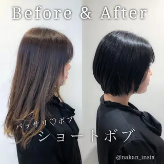 ショート カラー 顔周りレイヤー/ボブ 銀座✨中野まさひろのヘアスタイル