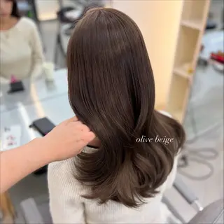 セミロング カラー 前髪カット/韓国/ モモカ🎀のヘアスタイル