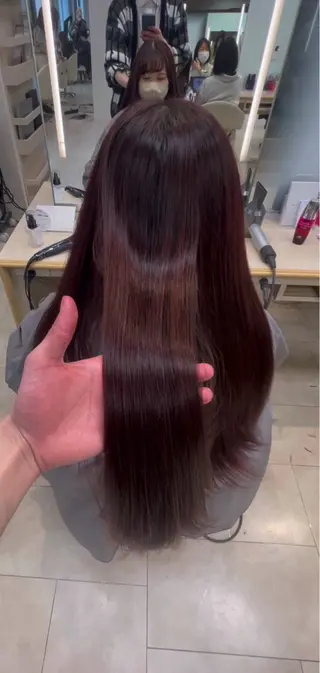 ロング シャドウパーマ／骨格 矯正カット　トモキのヘアスタイル