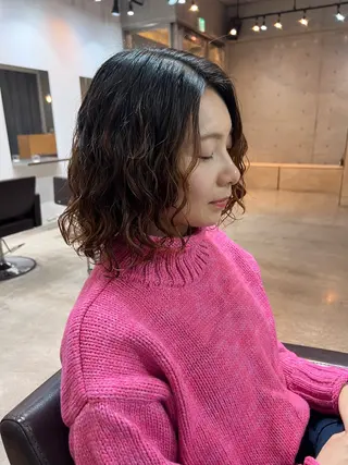 ミディアム 🌿朝5分でお洒落 パーマスタイル🌿のヘアスタイル