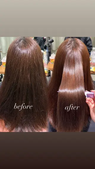 セミロング パーマ 艶カラー/縮毛矯正 /kana🤍のヘアスタイル