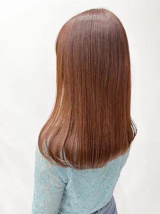 セミロング カラー ヘアアレンジ 🥀暖色韓国ヘア💕 保科侑花のヘアスタイル