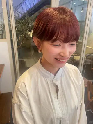 ショート カラー 抜け感ボブ×パーマ |kazaneのヘアスタイル
