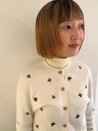 カラー ブリーチカラー🎀 韓国風/寺門美優のヘアスタイル