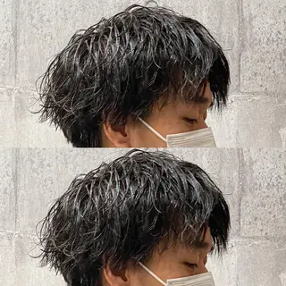 ミディアム パーマ メンズ 高橋 宏輔のヘアスタイル