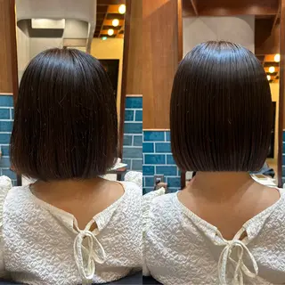 ショート 切りっぱなしボブ/ 縮毛矯正/レンのヘアスタイル