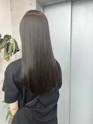 ロング カラー パーマ ヘアアレンジ 透明感/オリーブ/ グレージュ/YUKAのヘアスタイル