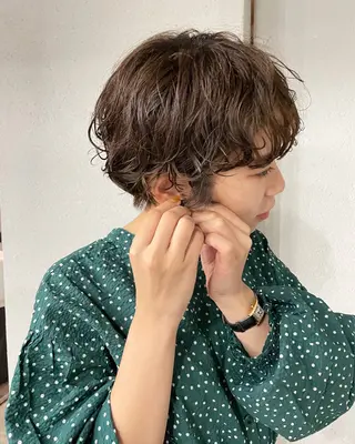 ショート カラー パーマ 表参道🌿赤み消し カラー/チナツのヘアスタイル
