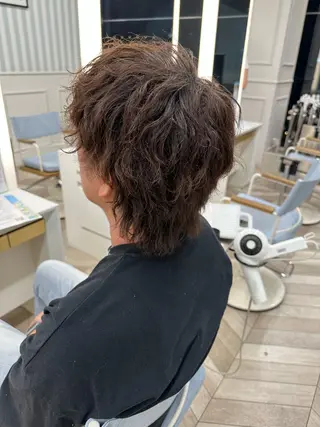 ショート パーマ メンズ ハイトーン/艶感 カラー/村上廉汰のヘアスタイル