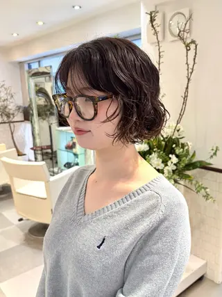 ショート パーマ デジタルパーマ 🌀ボブ　萩原　龍のヘアスタイル