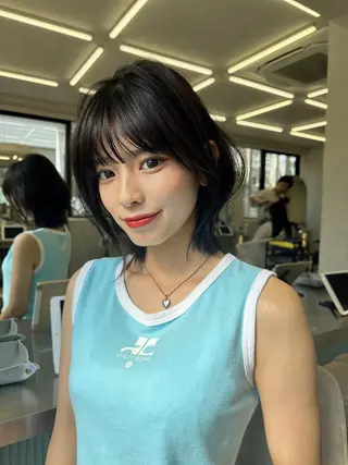ミディアム かえ🩶韓国ボブ🎀 透明感カラー🥣のヘアスタイル