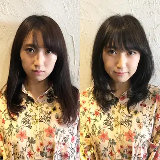 セミロング 髪質改善縮毛矯正 専門店のヘアスタイル
