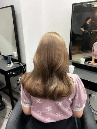 ロング カラー パーマ ヘアアレンジ メンズ キッズ ブリーチなしカラー/ ブラウン/レイヤーのヘアスタイル