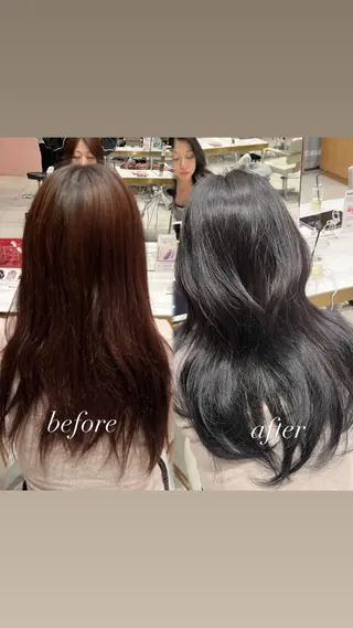 ロング 赤み消し透明感カラー 似合わせ前髪柴田礼空のヘアスタイル