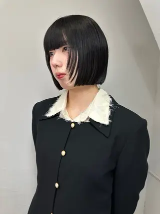 ショート カラー 縮毛矯正×ボブ職人 【圧倒的朝楽ボブ】のヘアスタイル