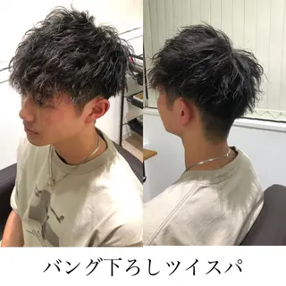 ショート パーマ メンズ 関西センターパート メンズモデル募集のヘアスタイル