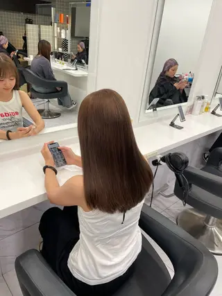 セミロング カラー ヘアアレンジ 💗横浜美容室 💗HARUNAのヘアスタイル