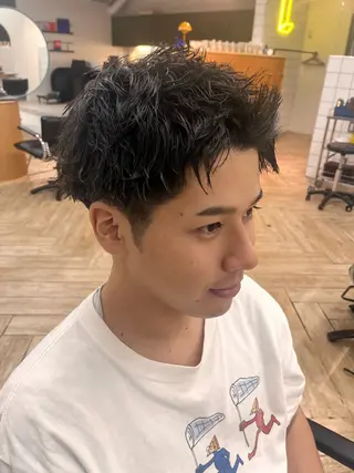 ショート パーマ メンズ 縮毛/パーマ/カラー LUVISM佐藤里咲のヘアスタイル