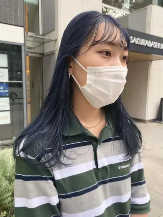 セミロング デザインカラー/ボブ ブリーチカラー/ユリのヘアスタイル