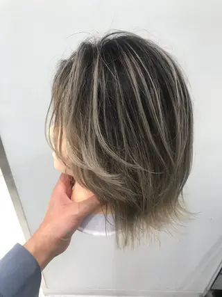 ミディアム カラー クロスパーマ松永裕久 似合わせカットのヘアスタイル