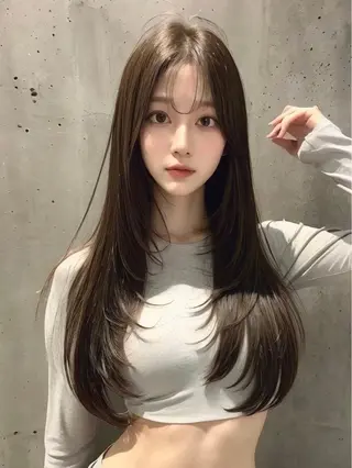 ロング カラー 🩵髪質改善🩵 韓国ヘア🩵花澤みりのヘアスタイル