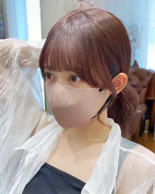セミロング カラー 顔まわりカット🌟 くびれヘア/寺門遥輝のヘアスタイル