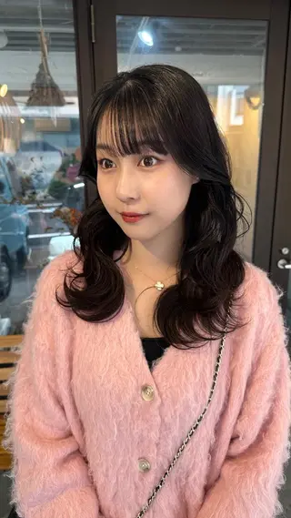 ロング カラー 韓国レイヤー柔らかい 地毛風縮毛矯正/マツのヘアスタイル