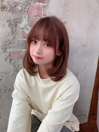ミディアム カラー 新宿✨顔周りカット 韓国ヘア/坂本亜裟海のヘアスタイル