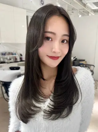 セミロング カラー レイヤー/髪質改善/ ブリーチ/コタケのヘアスタイル