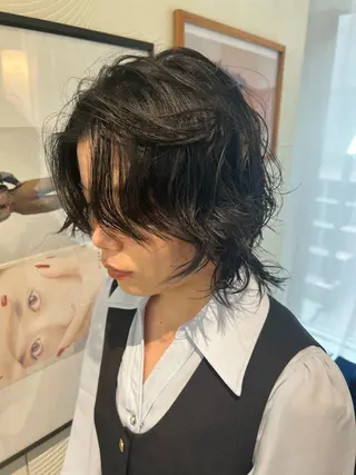 ミディアム カラー パーマ 圧倒的デザイン力 店長🎨RENAのヘアスタイル