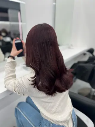ミディアム カラー 💖似合わせカラー レイヤー💖縮毛矯正のヘアスタイル