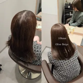 ミディアム カラー 縮毛矯正をしている人 のためのカラーのヘアスタイル