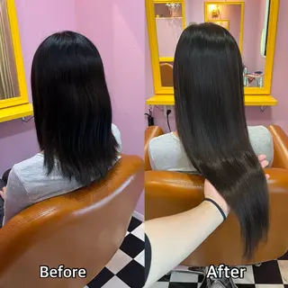 ロング シール＋ちび編み込み エクステ梅田🐨のヘアスタイル