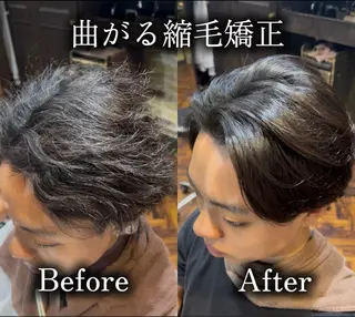 ショート 曲がる縮毛 フェザー ニュアンス  佐々木のヘアスタイル