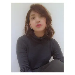 ミディアム カラー ヘアアレンジ 透明感カラー🤎 ゆりのヘアスタイル