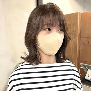 ミディアム カラー パーマ ヘアアレンジ メンズ キッズ ネイル マツエク・マツパ アイブロウ 前川 朋香のヘアスタイル