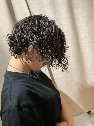 ショート パーマ スキバサミを使わない カット🌼唯🌼のヘアスタイル