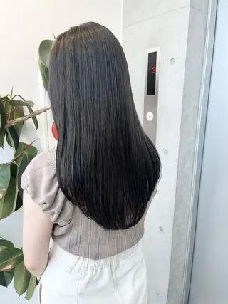 セミロング カラー パーマ ヘアアレンジ 透明感/オリーブ/ グレージュ/YUKAのヘアスタイル