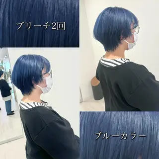 ショート カラー 雅/ダブルカラー/ 白髪ぼかしハイライトのヘアスタイル